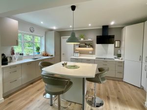 Sand beige kitchen - main view and island